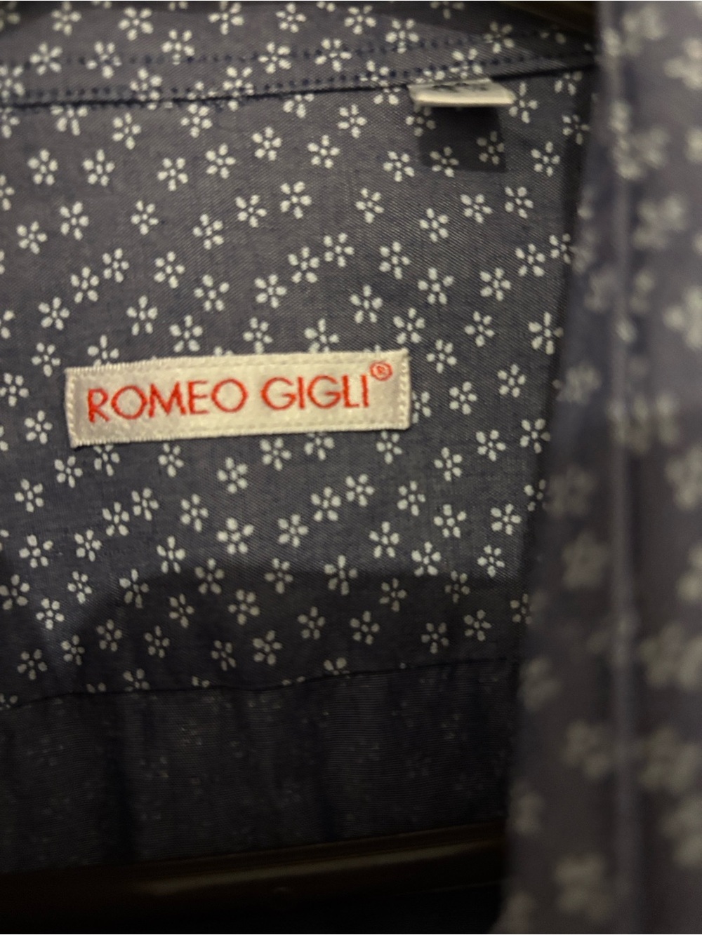 Romeo Gigli Men’s Navy Micro-Print Button-Down Shirt